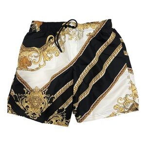 Versace Renaissance Baroque Men's Black & Gold Swim Shorts